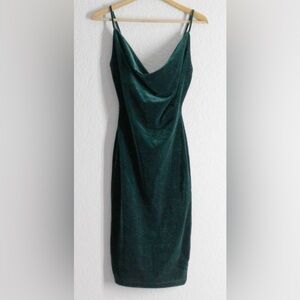 Windsor Spaghetti Strap Dark Green Velvet Dress